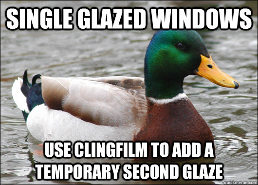 Single Glazed Windows Use clingfilm to add a temporary second Glaze - Single Glazed Windows Use clingfilm to add a temporary second Glaze  Actual Advice Mallard