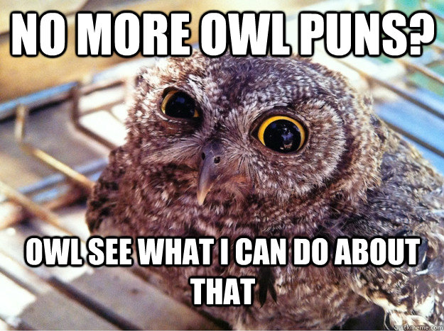 No more owl puns? Owl see what I can do about that  