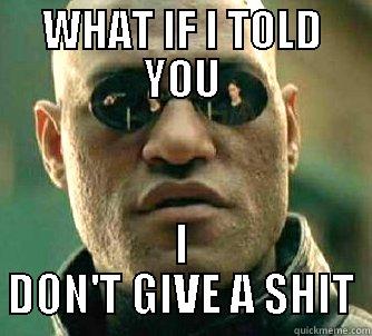 WHAT IF I TOLD YOU I DON'T GIVE A SHIT Matrix Morpheus