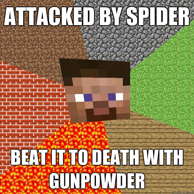 ATTACKED BY SPIDER BEAT IT TO DEATH WITH GUNPOWDER - ATTACKED BY SPIDER BEAT IT TO DEATH WITH GUNPOWDER  Minecraft