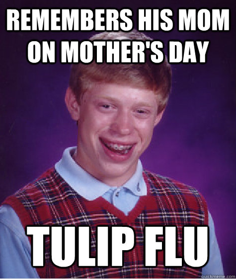 Remembers his mom on mother's day tulip flu  Bad Luck Brian