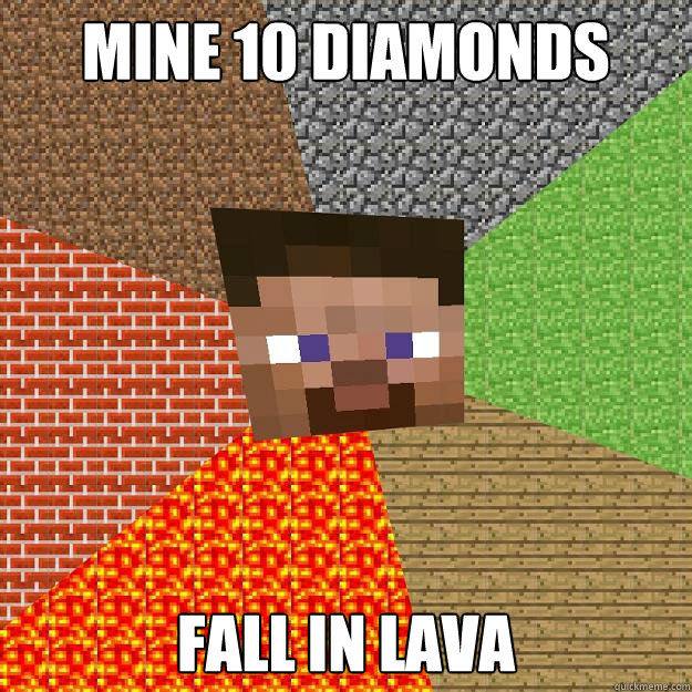 Mine 10 diamonds fall in lava  Minecraft