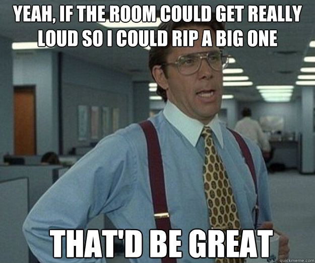 yeah, if the room could get really loud so i could rip a big one that'd be great  that would be great