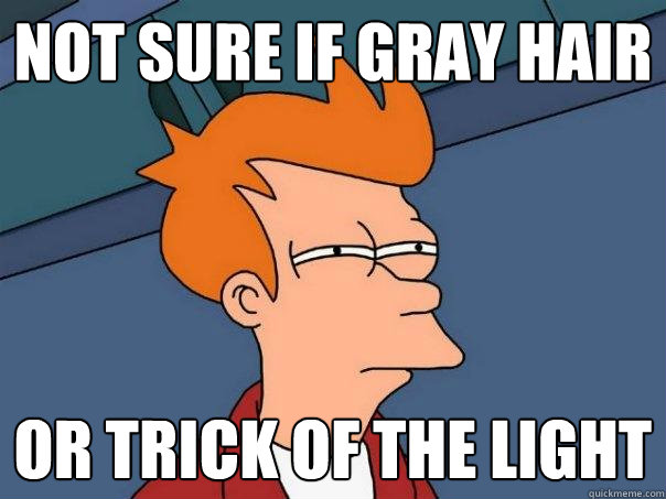 NOT SURE IF GRAY HAIR OR TRICK OF THE LIGHT - NOT SURE IF GRAY HAIR OR TRICK OF THE LIGHT  Futurama Fry