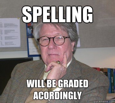 Spelling Will be graded acordingly  Humanities Professor