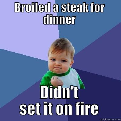 BROILED A STEAK FOR DINNER DIDN'T SET IT ON FIRE Success Kid