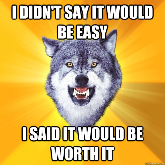 I Didn't say it would be easy I said it would be worth it  Courage Wolf