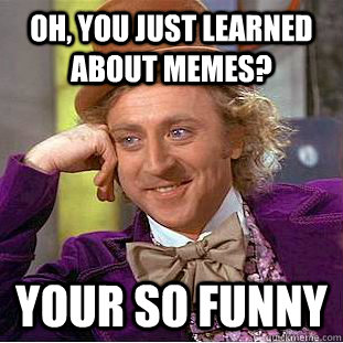 Oh, You just learned about memes? Your so funny  Condescending Wonka