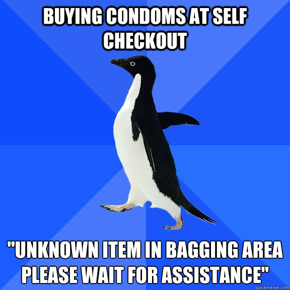 buying condoms at self checkout 