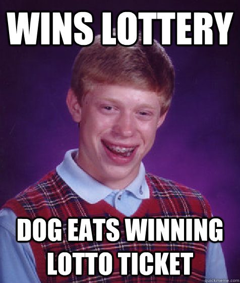 wins lottery dog eats winning lotto ticket - wins lottery dog eats winning lotto ticket  Bad Luck Brian