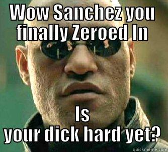 WOW SANCHEZ YOU FINALLY ZEROED IN IS YOUR DICK HARD YET? Matrix Morpheus