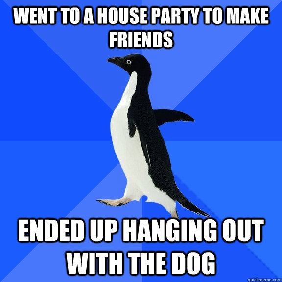 went to a house party to make friends ended up hanging out with the dog  Socially Awkward Penguin