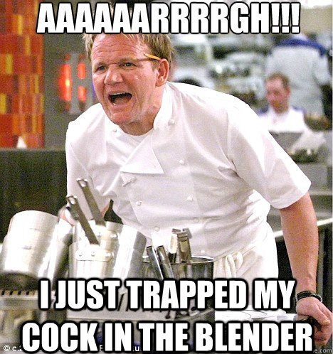 aaaaaarrrrgh!!! i just trapped my cock in the blender - aaaaaarrrrgh!!! i just trapped my cock in the blender  Angry Chef