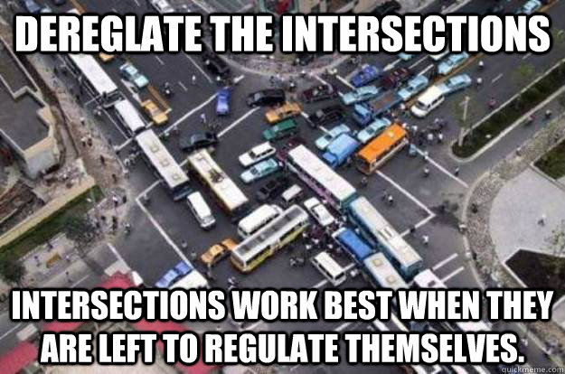 Dereglate the Intersections Intersections work best when they are left to regulate themselves.  