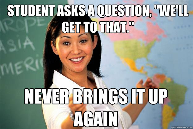 student asks a question, 