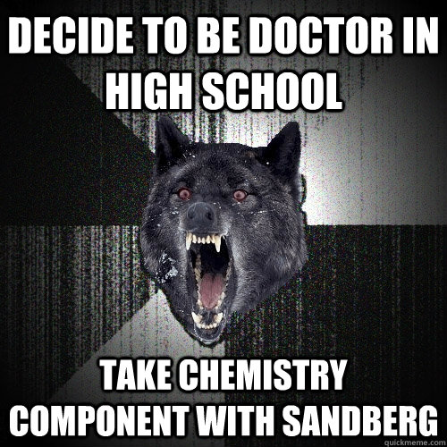 Decide to be doctor in high school Take Chemistry component with Sandberg  Insanity Wolf