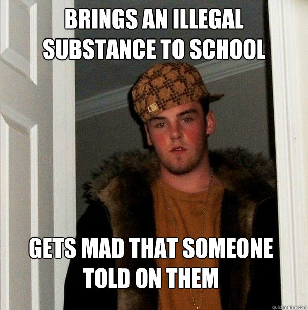 brings an illegal substance to school Gets mad that someone told on them  Scumbag Steve