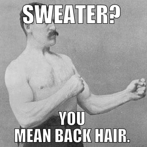 Sweater?  You mean Back Hair. - SWEATER? YOU MEAN BACK HAIR. overly manly man