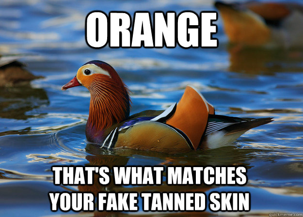 orange that's what matches your fake tanned skin  Fashion Advice Mallard