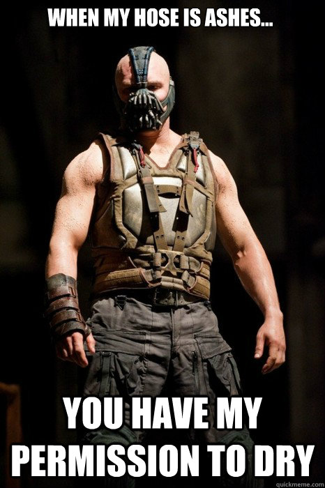 When my hose is ashes... you have my permission to dry  Permission Bane