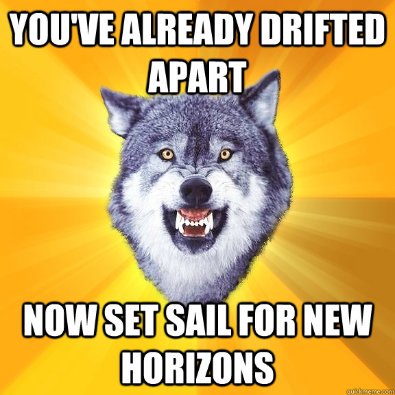 you've already drifted apart now set sail for new horizons  Courage Wolf