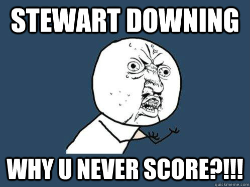 Stewart Downing Why u never score?!!!  Y U No