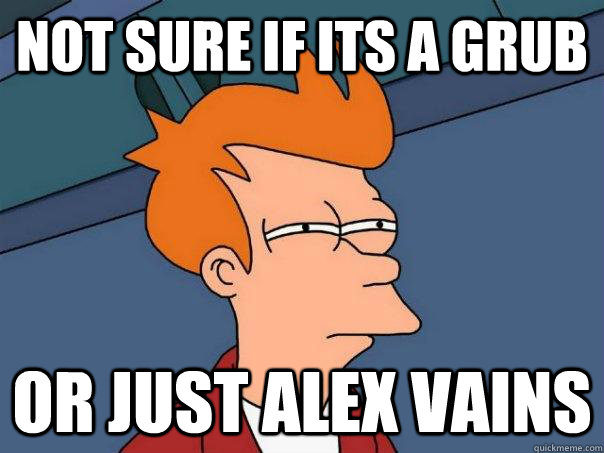 not sure if its a grub or just Alex vains - not sure if its a grub or just Alex vains  Futurama Fry