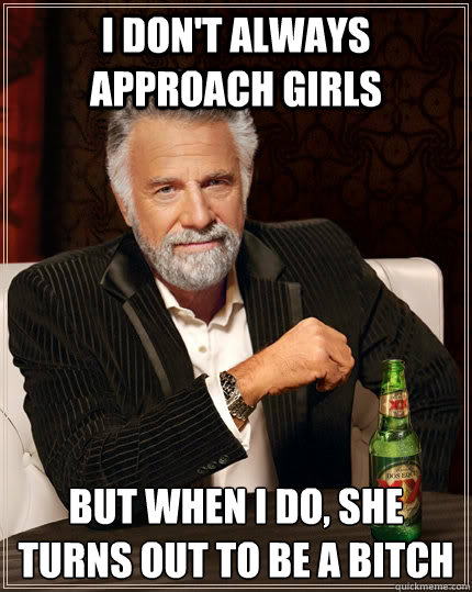 I don't always approach girls but when I do, she turns out to be a bitch  The Most Interesting Man In The World