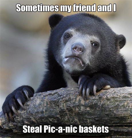 Sometimes my friend and I Steal Pic-a-nic baskets  Confession Bear