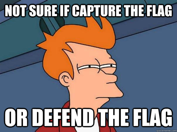 not sure if capture the flag or defend the flag  Futurama Fry