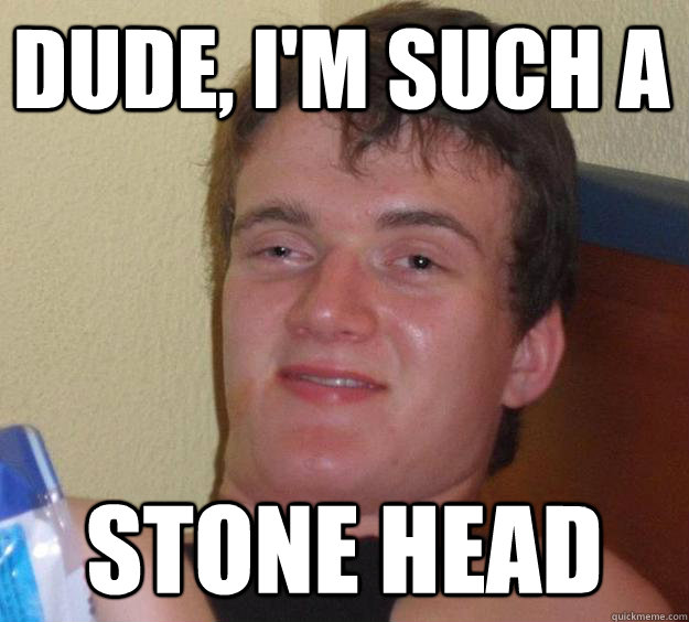 dude, I'm such a stone head  10 Guy