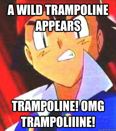 A Wild Trampoline Appears Trampoline! OMG trampoliiine!  Angry Ash