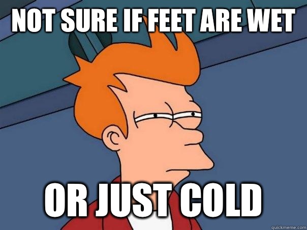 Not sure if feet are wet Or just cold  Futurama Fry