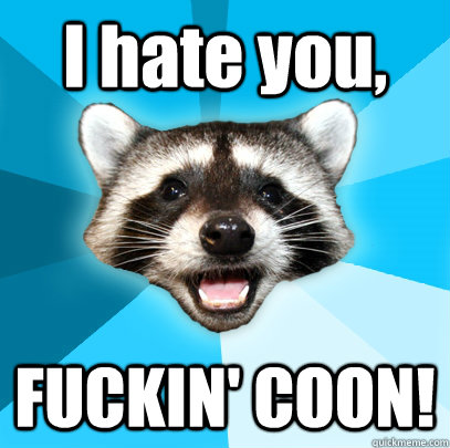 I hate you, FUCKIN' COON!  Lame Pun Coon