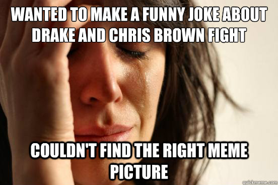 wanted to make a funny joke about drake and chris brown fight couldn't find the right meme picture  First World Problems