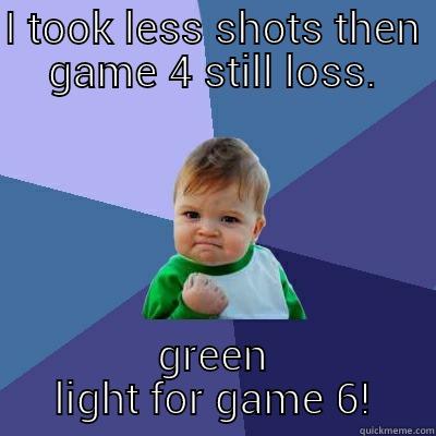 I TOOK LESS SHOTS THEN GAME 4 STILL LOSS. GREEN LIGHT FOR GAME 6! Success Kid