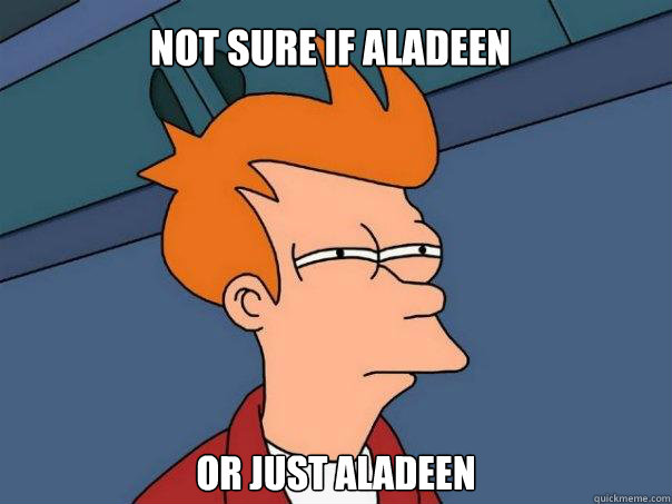 Not sure if Aladeen or just aladeen - Not sure if Aladeen or just aladeen  Futurama Fry