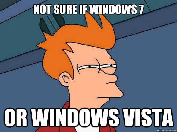 Not sure if windows 7 or windows vista  Futurama Fry