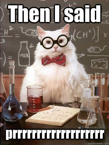 Then I said prrrrrrrrrrrrrrrrrrr  Chemistry Cat