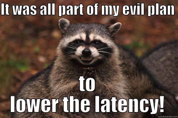 IT WAS ALL PART OF MY EVIL PLAN  TO LOWER THE LATENCY! Evil Plotting Raccoon