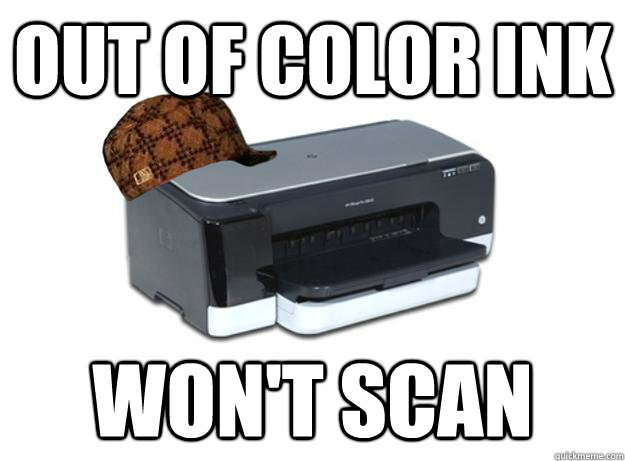 Out of Color Ink Won't scan  