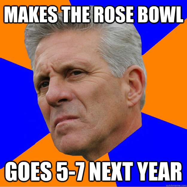 Makes the Rose Bowl Goes 5-7 next year - Makes the Rose Bowl Goes 5-7 next year  Uninformed Zook