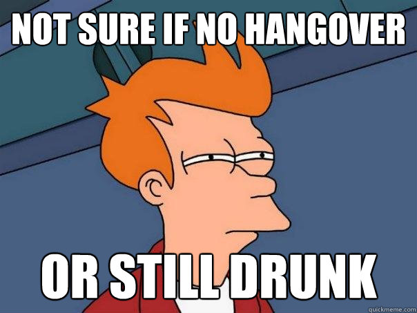 Not sure if no hangover or STILL DRUNK  Futurama Fry