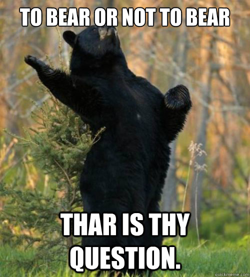 To Bear or not to bear Thar is thy question. - To Bear or not to bear Thar is thy question.  Shakesbear