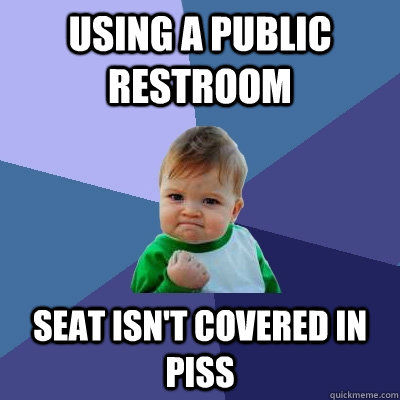 using a public restroom seat isn't covered in piss  Success Kid