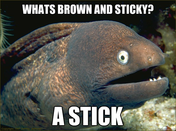 Whats brown and sticky? A stick  Bad Joke Eel