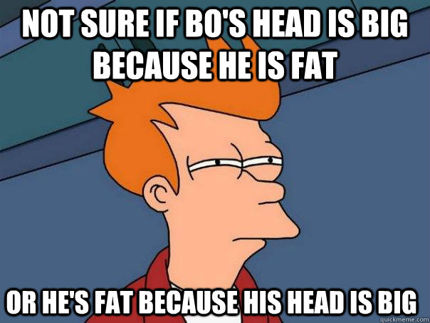 Not sure if bo's head is big because he is fat or he's fat because his head is big - Not sure if bo's head is big because he is fat or he's fat because his head is big  Futurama Fry