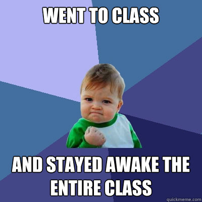 Went to class and Stayed awake The Entire class  Success Kid