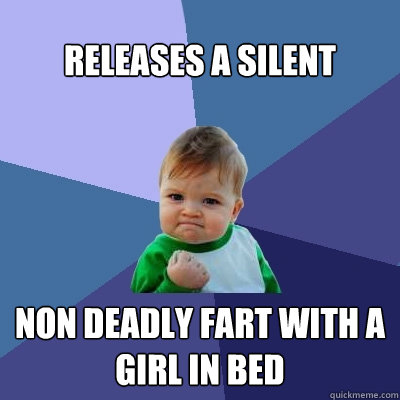 Releases a silent non deadly fart with a girl in bed  Success Kid