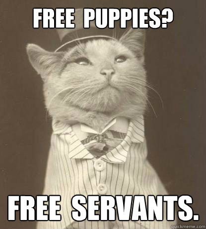 FREE  PUPPIES? FREE  SERVANTS.  Aristocat